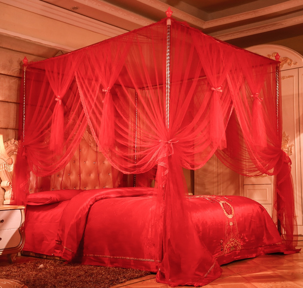 Red canopy deals for bed