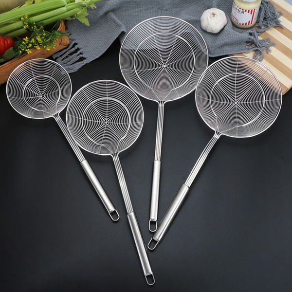 3 Sizes Stainless Steel Spider Strainer Skimmer Spoon Long Handle