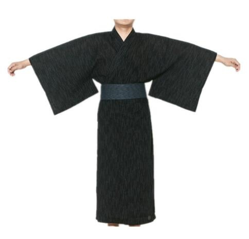 Men Yukata Kimono Robe black Bathrobe Japanese Style Anime Cosplay costume