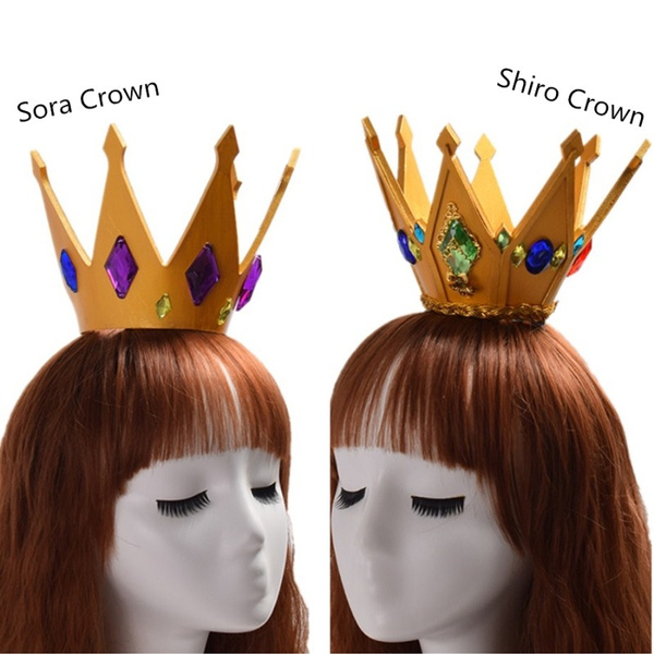 Cosplay Crown Wig Headwear Props Anime No Game No Life Shiro Sora 