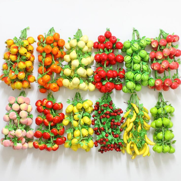 1 Bunch Plastic Hanging Artificial Fruits Vegetables Fake Food Home Party Adorn 