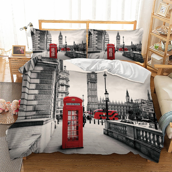 3D Colourful London Bedding Set Duvet Cover Comforter Cover Pillow Case