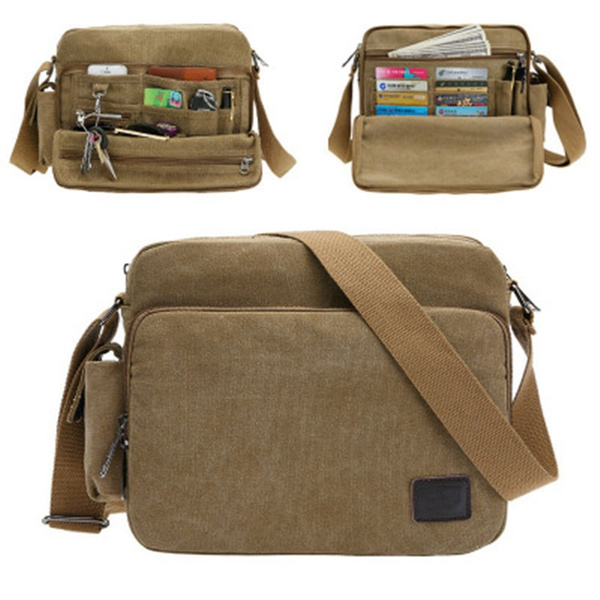 Messenger Bag, Small Multipurpose Messenger Bag Canvas Crossbody Purse ...
