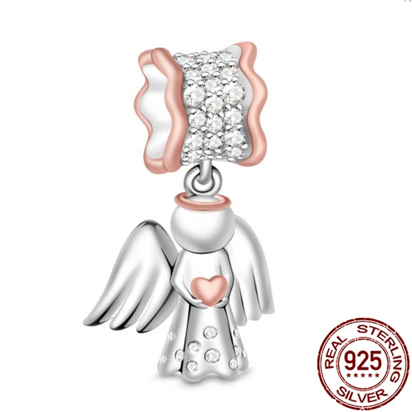 925 Silver Angel Wings Charm Bracelet With Love Bracelet Beads And