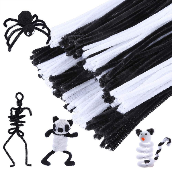 200 Pieces (Black and White) Pipe Cleaners Chenille Stem 6 Mm X 12