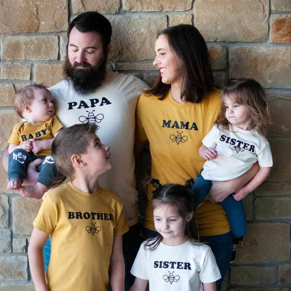 1pcs Family Clothing Matching Mama Bee 