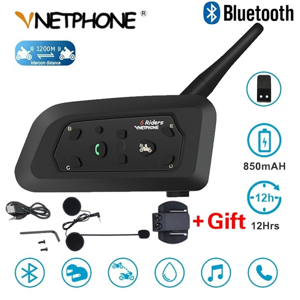 Vnetphone V6 1200 Multifunction Motorcycle Intercom Intercomunicador 1200 M Helmet Speaker Bluetooth Headset for 6 Riders Interphone MP3 GPS