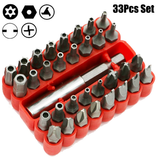 33pcs Set Security Tamper Proof Torx Hex Star Bit Set Magnetic Holder