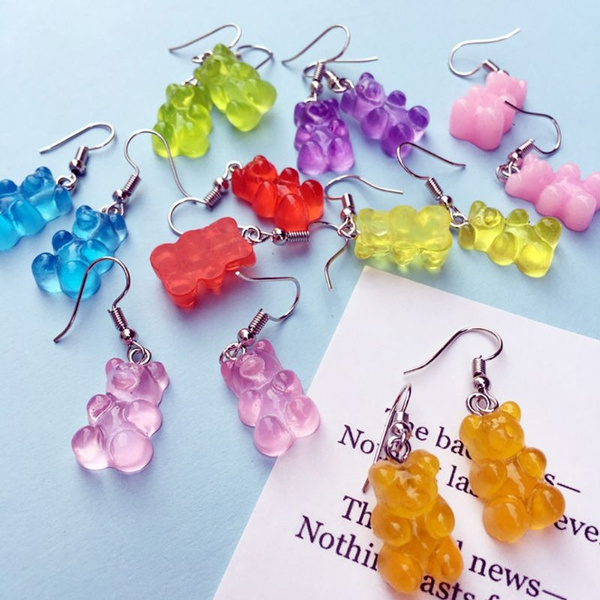 1Pair Creative Mini Gummy Bear Earrings Female Hook Dangle Fashion Jewelry Gift 