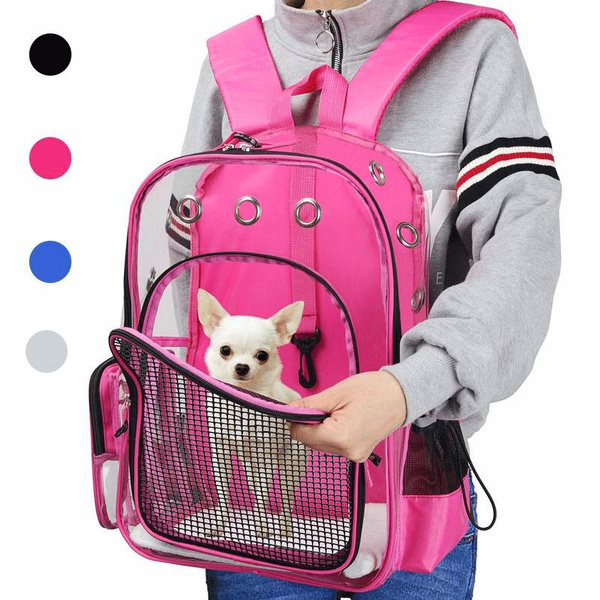 AOLVO Transparent Pet Carrier Backpack for Cat Kitten Doggie Puppy Portable Bubble Carrying Backpack Travel Knapsack Bag Waterproof Carrier Purse Baby Carrier for Small Medium Breed Pet Pink