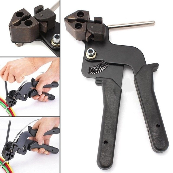 Stainless Steel Cutting Cable Tie Fasten Gun Tensioner Tie Pliers Crimper Tools