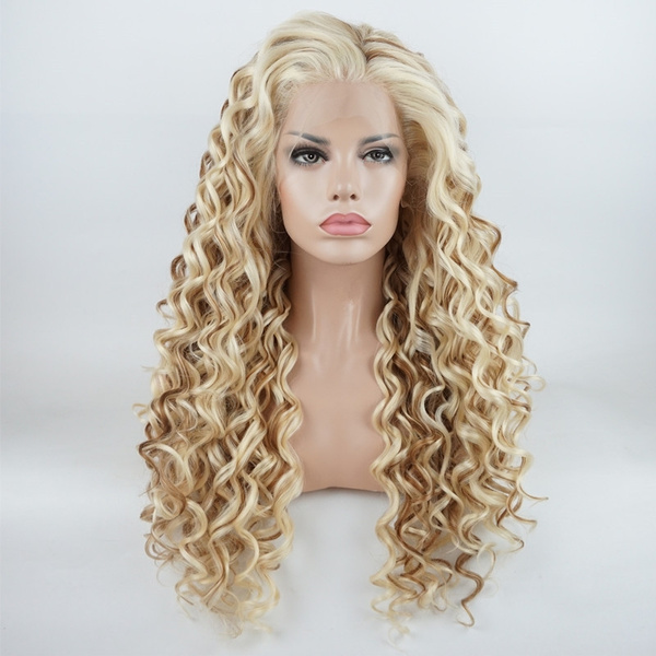 Iwona Hair Synthetic Lace Front Wig Curly Long 26inch Light Blonde