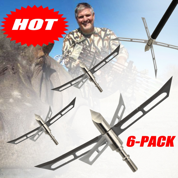 6-Pack Archery Hunting Broadhead 4 Fixed Blade 4" Diamete Great ...