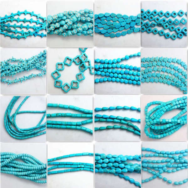 Wholesale Blue Turquoise Gemstone Spacer Loose Beads Charm Jewellery Findings d6 