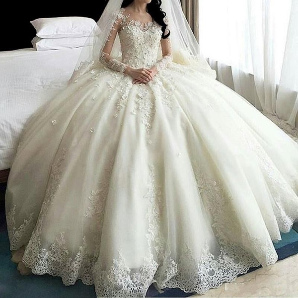 Pearl Beaded Luxury Arabic Wedding Dress Off the Shoulder Bridal Gown –  Viniodress