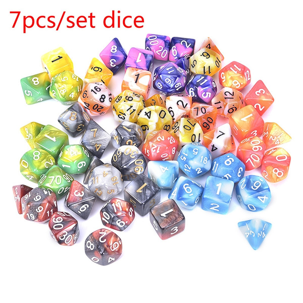 Polyhedral Mixed Color Dice 7pcs/Set For Board Games D4,D6,D8,D10,D%,D12 ES 