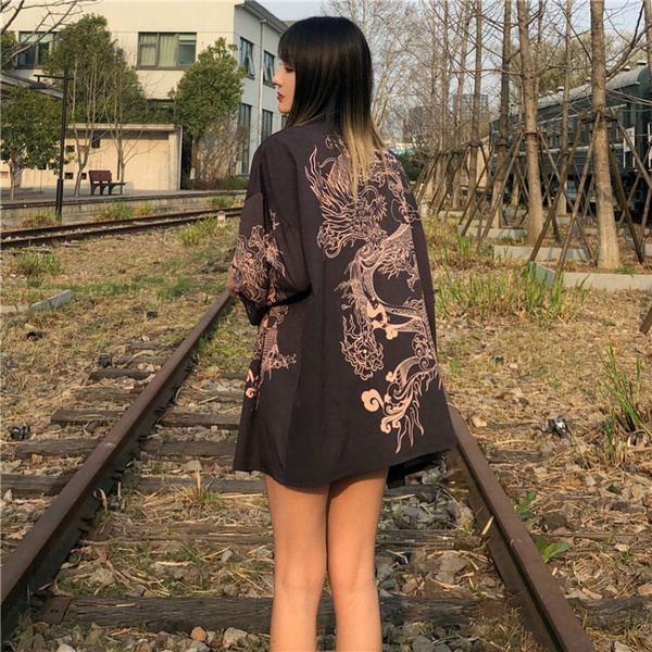 Women Japanese Kimono Cardigan Coat Yukata Outwear Tops Vintage Japanese Style 