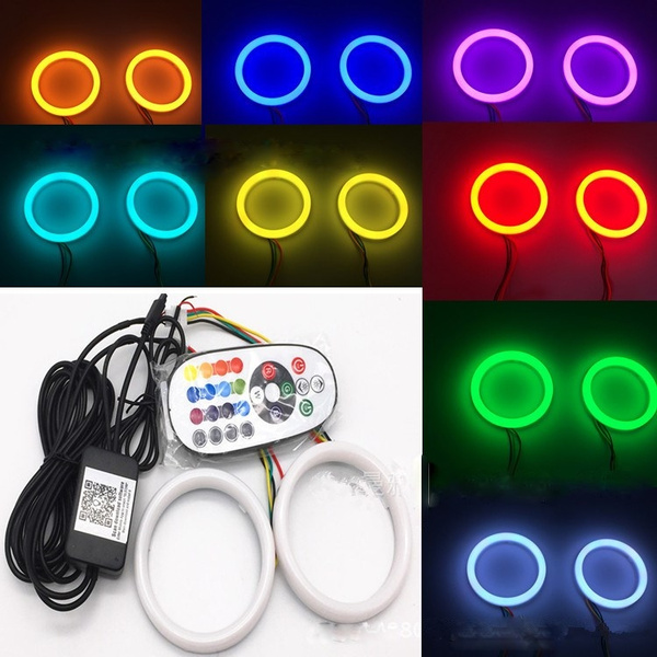 Multicolor RGB Cotton Angel Eyes Halo Ring LED Cover+2Ring+app