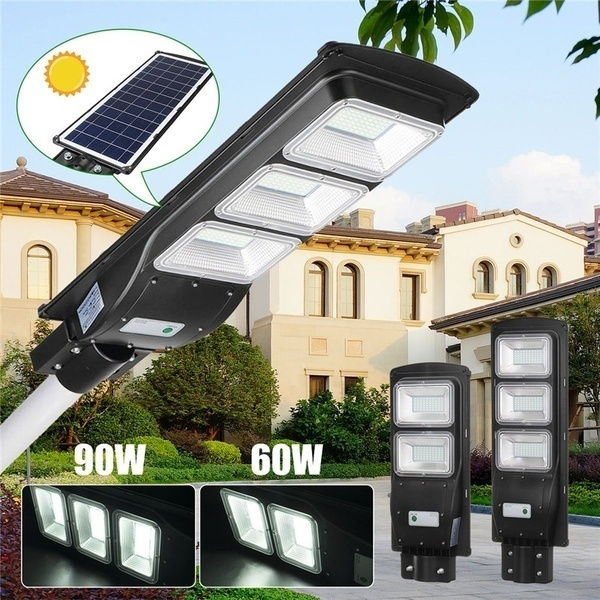 90W Solar Powered LED Street Light Radar Indution PIR Motion Sensor Wall Lamp 