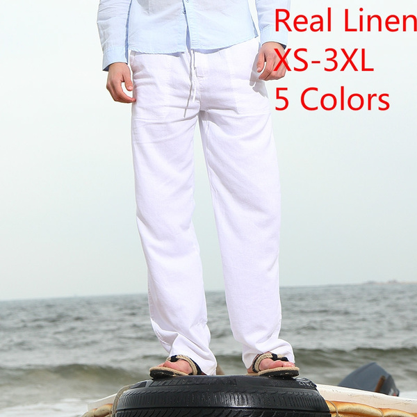 Summer thin pull-rope flax trousers 