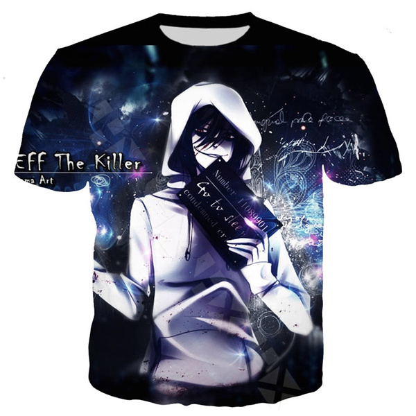 Summer Hot Sale Anime Jeff The Killer 3D Print Unisex T Shirt Harajuku Streetwear Tops