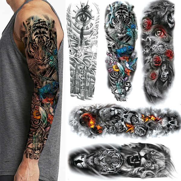 10 Pack Skull Full Arm Temporary Tattoo Stickers, Waterproof Large Fake  Tattoos For Men & Women, Old School Design From Glass_smoke, $28.57 |  DHgate.Com