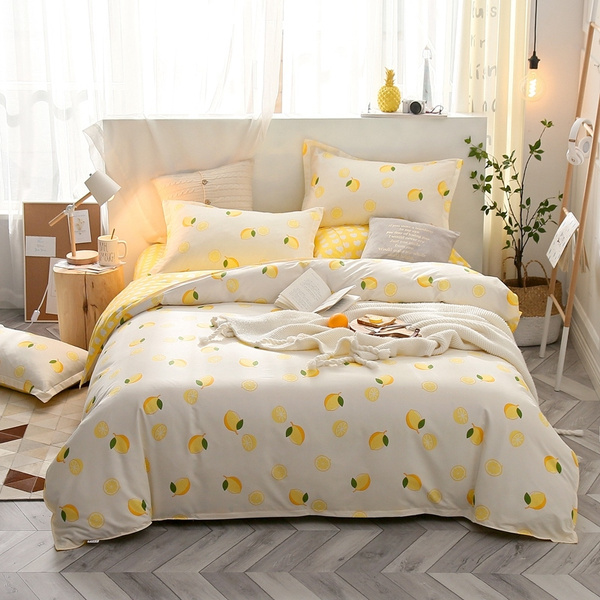 Cotton Bed Sheets Duvet Cover, Yellow Queen Size Bed Sheets