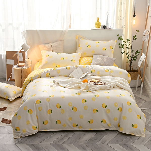 Home Living Orange Pattern 3 4pcs Bedding Set Cotton Bed Sheets Duvet Cover And Pillowcases Queen Size And King Size Bedding Sets Wish