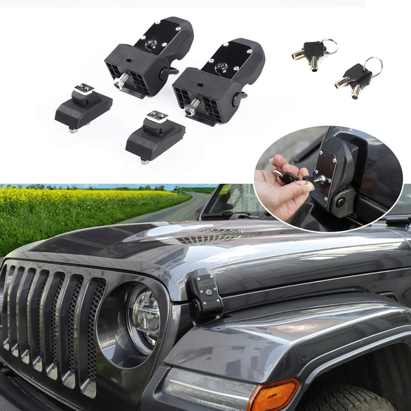 Hood Latches Hood Lock Catch Latches Kit for Jeep Wrangler JK JL 2007 ...