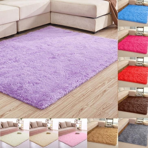 Room Home Anti-Skid Fluffy Rugs Shaggy Area Rug Dining Bedroom Carpet Floor Mat 