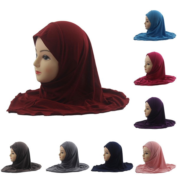 Kids Girls Muslim Beautiful Hijab Islamic Arab Scarf Shawls Drill for 3 to 8Year 