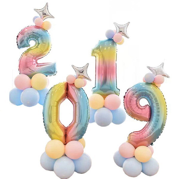 Numbers Foil Balloon 40cm Colourful Birthday Decoration Balloon Rainbow 1 2 3 4 5 6-99