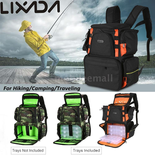 Lixada Fishing Tackle Bag Backpack Fishing Lures Bait Box Storage Bag With 4 Fishing Tackle Boxes 40x34x18cm