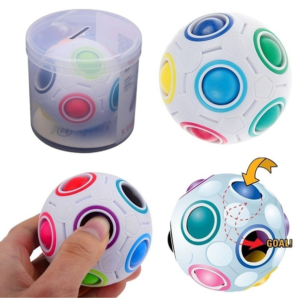Rainbow MAGIC PUZZLE BALL With Money Coin Bank Spherical Shaped Cube Toy Gift UK 