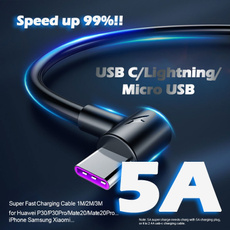 5A 10FT Type C 90degree Super Charging Phone Cable Usbc Lightning Micro USB For IPhone Samsung Huawei Xiaomi...