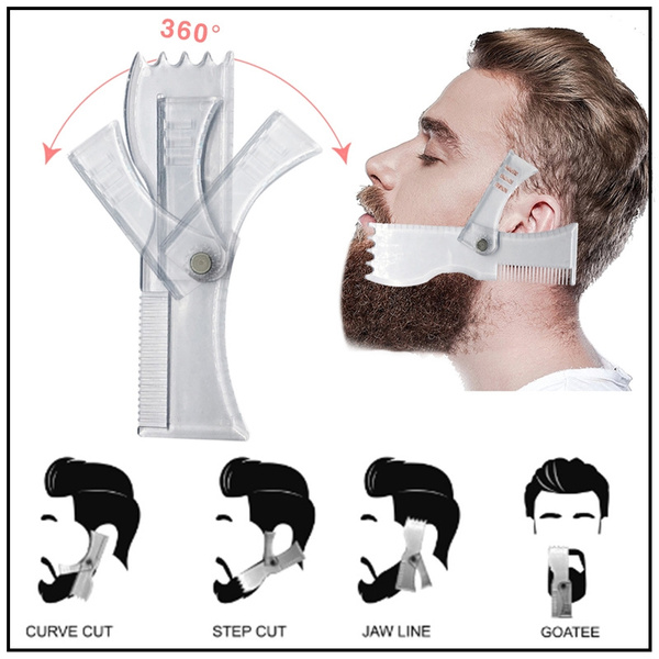 Men Beard Shaping Styling Template Comb 360 degree rotatable engraving Men's  Beards Combs Beauty Tool for Hair Beard Trim Templates | Wish
