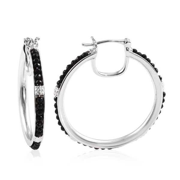 Hoop Earrings for Women Gifts 9 ctw Shop LC Black Spinel Hoops Rosetone/Platinum Plated