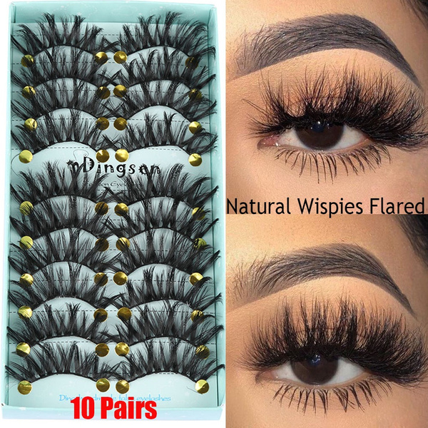 SKONHED 10 Pairs Multistyles Wispy Natural Fluffy Crisscross Long 3D Faux  Mink Hair False Eyelashes Eye Lash Extension Individual False Eyelashes 