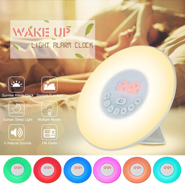 Wake Up Light Alarm Clock Sunrise Sunset Simulation Digital With Fm Radio 7 Colors Nature Sounds Snooze Function Touch Control Wish Wake Up Light Alarm Clock Sunrise, Multiple Alarm Clock Radio