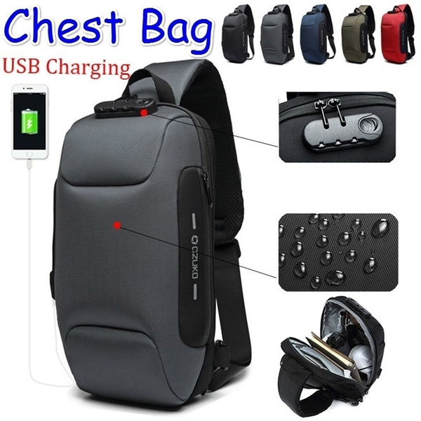 Multifunction Lock Design Crossbody Bag Men Shoulder Bag Anti Theft USB ...