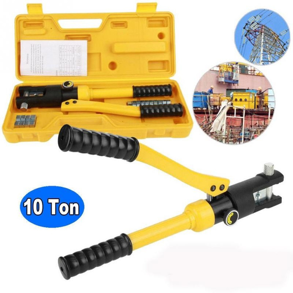 1 Set 10T Hydraulic Wire Cable Battery Lug Crimper Terminal Crimping ...