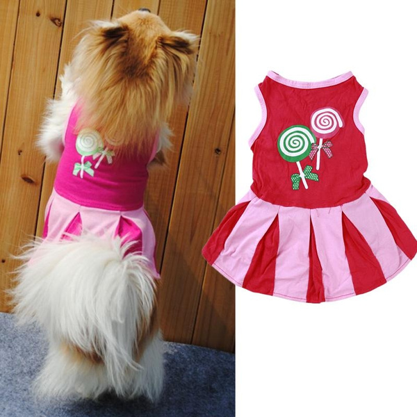FairOnly Convenient Life Cute Summer Floral Printing Bowknot Dress for Small Pet Puppy Pomeranian Pink S