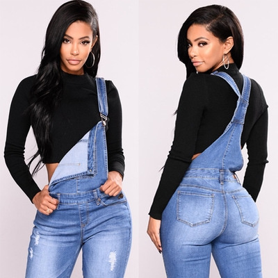 Women Overalls Jeans Multi-pocket Denim Bib Jumpsuit Fashiuon Ripped New  Mouth Flag Female Casual Streetwear Long Pants | Beyondshoping | Free  Worldwide Shipping, No Minimum!