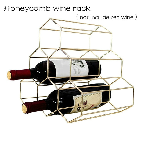 Golden Wrought Iron Wine Rack Living Room Creative Wine Cabinet Display  Stand Honeycomb Bar Decorative Ornaments | Wish