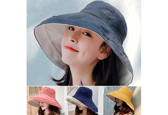 Anti-UV Wide Brim Cotton Linen Sun Hat 