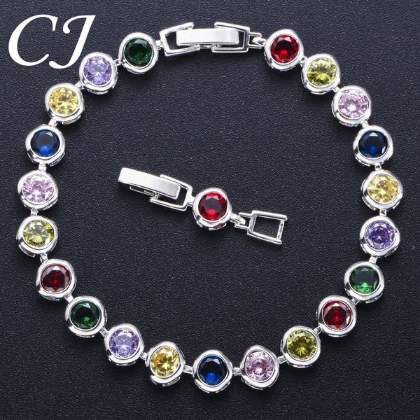 CANDICE Fashion Sterling Silver Women Tennis Bracelet Channel Setting ...