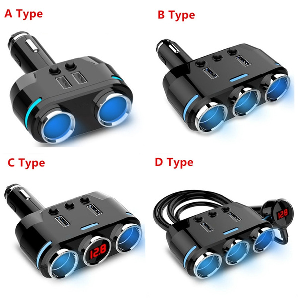 Dual USB Port 3 Way Auto Car Cigarette Lighter Socket Splitter Charger Plug  Adapter DC 5V 1A+2.1A For All Phone And PC Ipad Mp3