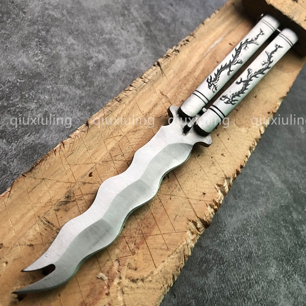 New Hot Rattlesnake Butterfly Knife Tactical Combat Trainer Practice Knife Balisong Training Fold Knifes Very Sharp Butterfly Knives Survival Tool Wish