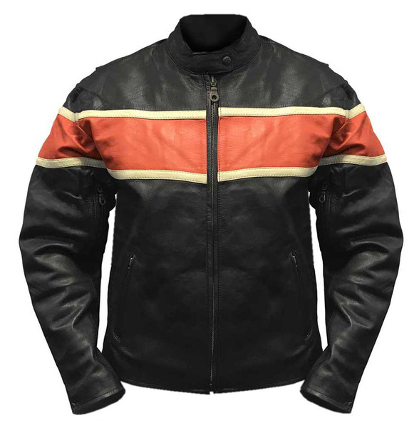 orange and black motorcycle jacket