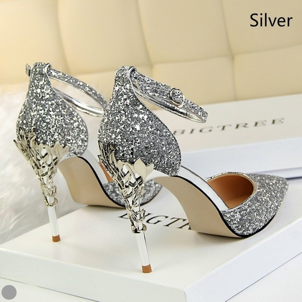 Crystal shoes outlet heels